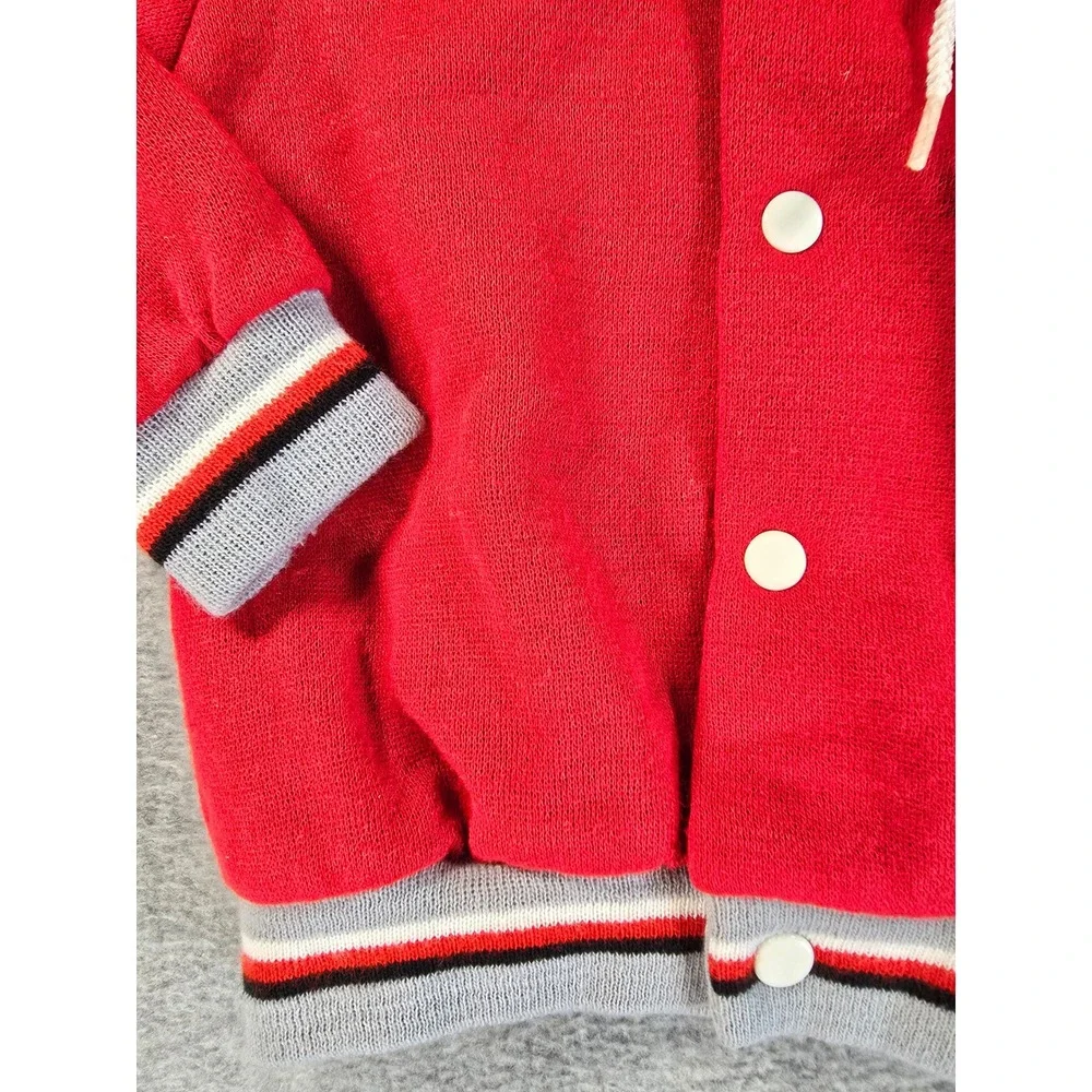Vintage Sears 18-24m Medium Red Hooded Varsity Jacket Pants Set 80s Athleisure